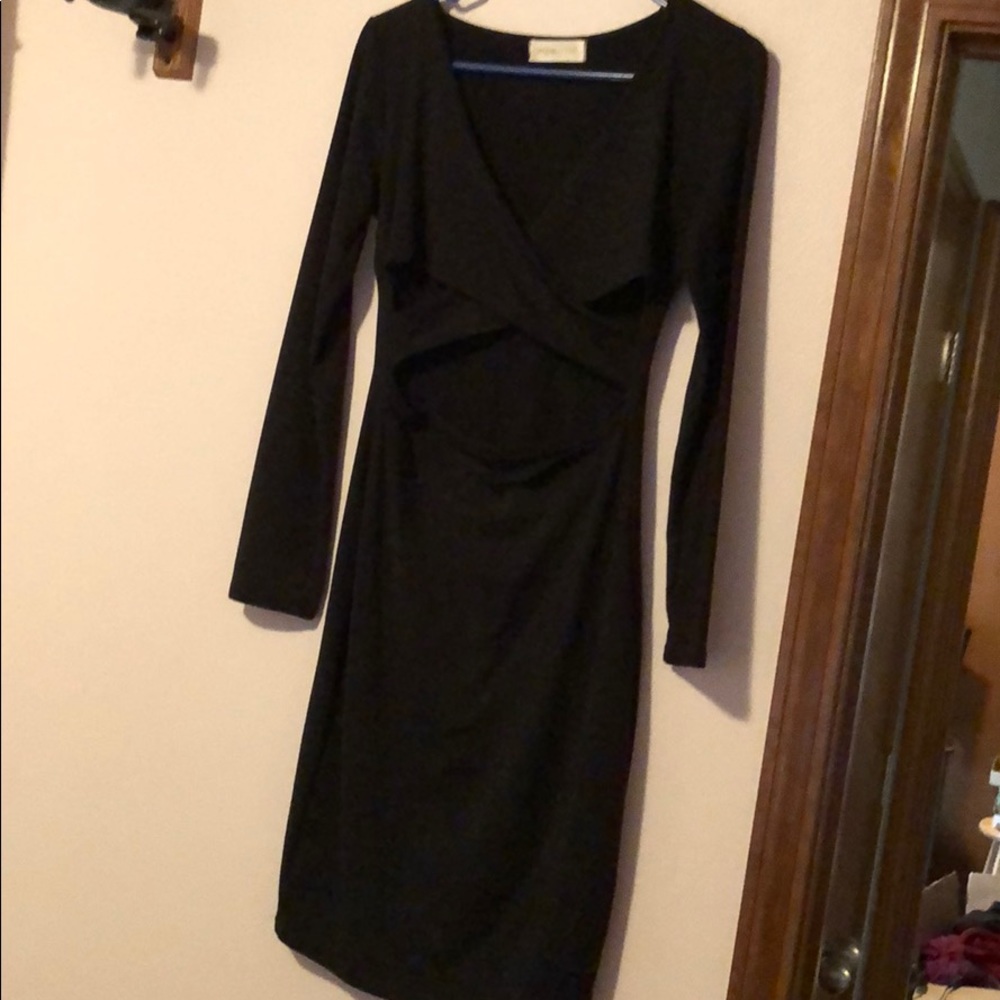 Little black dress open mid tummy dress